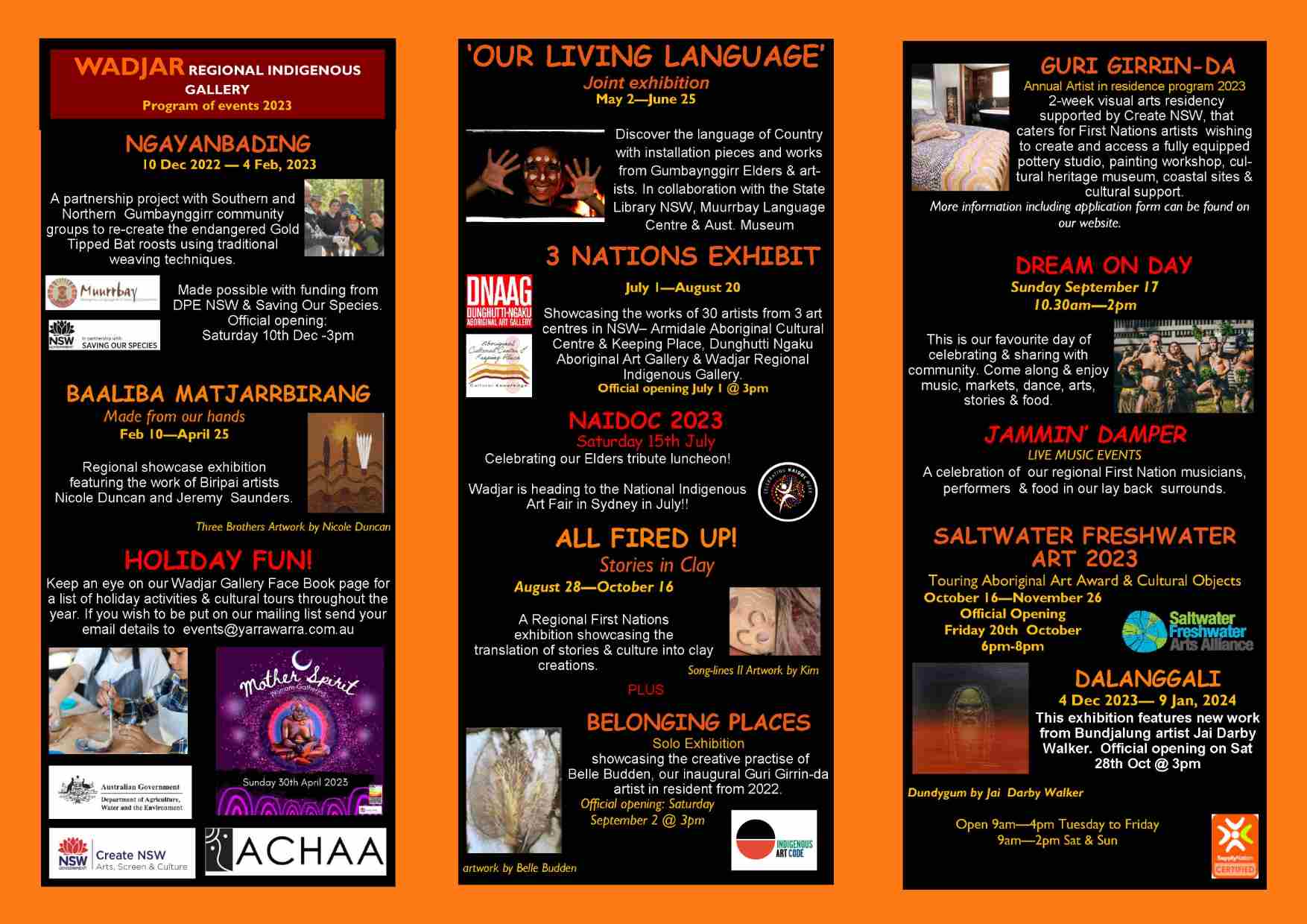 Wadjar Regional Indigenous Gallery Exhibition and Event Programs for 2023